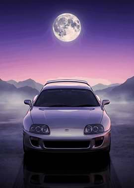 MK5 JDM Car Under Full Moon