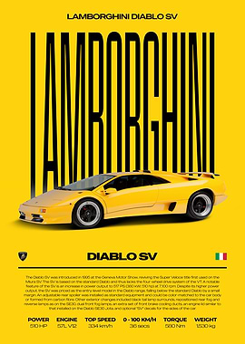 Lamborghini Diablo SV Car Poster
