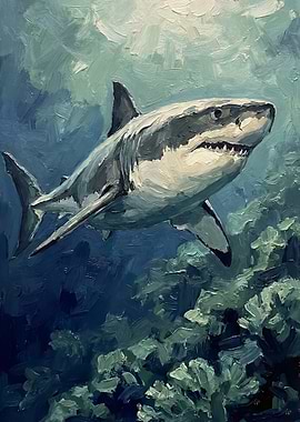 Great White Shark Painting