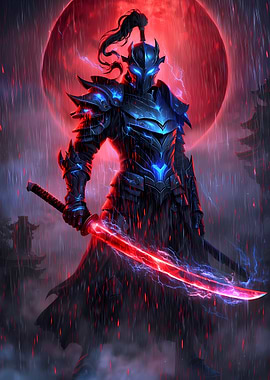 Samurai Warrior with Glowing Katana
