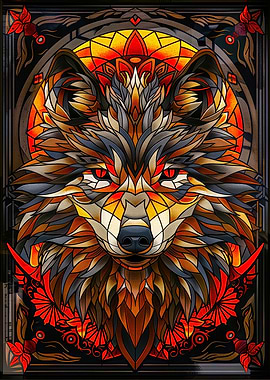 Stained Glass Wolf