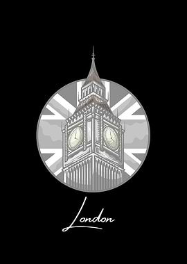 Big Ben London Union Jack Illustration