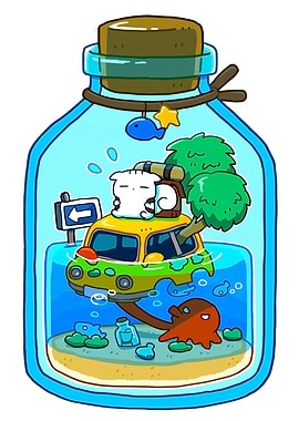 Cat in a car in a bottle
