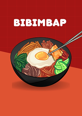 Bibimbap Korean Food Illustration