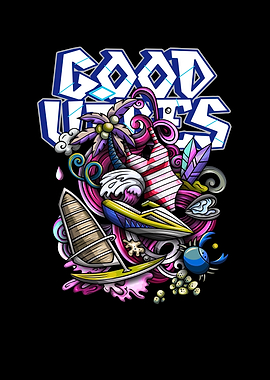 Good Vibes Summer Doodle Art