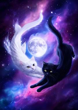 Yin Yang Cats in Space