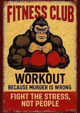 Gorilla Fitness Club Workout Poster