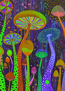 Psychedelic Mushroom Forest