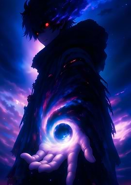Anime Character with Cosmic Swirl