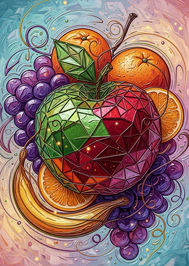 Geometric Fruit Still Life