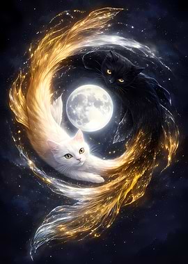 Yin Yang Cats in Space