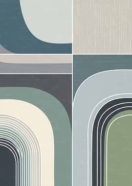 Abstract Mid-Century Modern Geometric Art