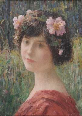 Portrait of a Young Woman with Flowers
