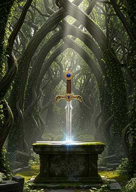 Magical Sword in Enchanted Forest