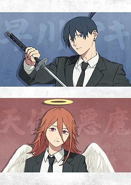 Chainsaw Man: Aki and Angel's Dual Portraits