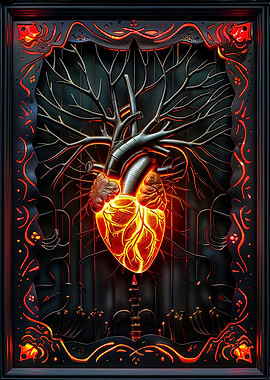 Mechanical Heart Stained Glass