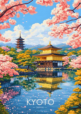 Kyoto Golden Pavilion Cherry Blossoms