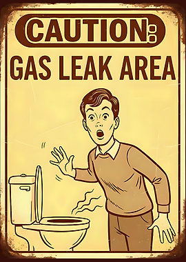 Caution Gas Leak Area Toilet Humor