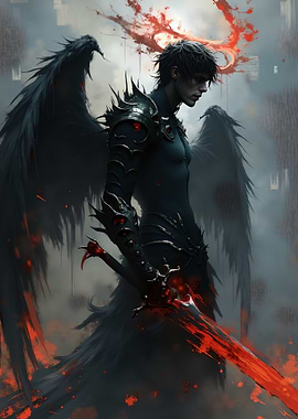 Dark Angel with Bloody Sword
