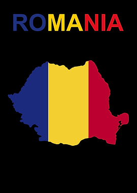 Map of Romania with Flag