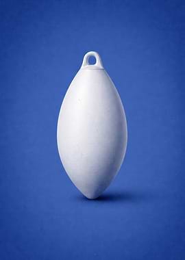 White Ornament on Blue Background