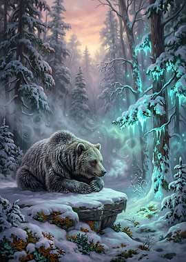 Bear in a Snowy Forest