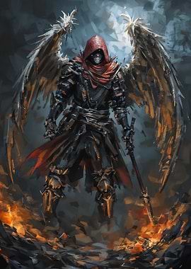 Dark Angel Warrior in Flames
