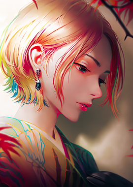 style portrait with colorful hair