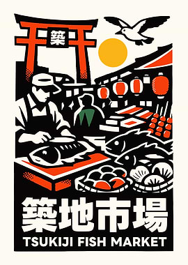 Tsukiji Fish Market Poster