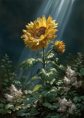 Sunflowers in Dramatic Light