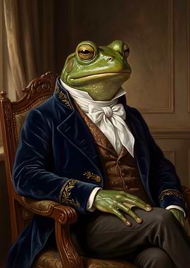 Anthropomorphic Frog in Formal Attire