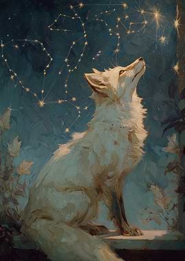 White Fox Gazing at Constellations