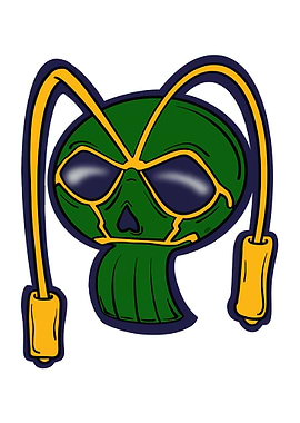 Green Skull with Headphones Icon