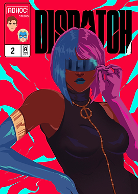 Dispatch Comic Cover with Cyberpunk Woman