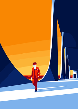 Man in Red Suit Walking