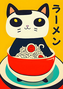 Cute Cat Ramen Bowl
