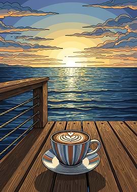 Coffee by the Sea at Sunrise