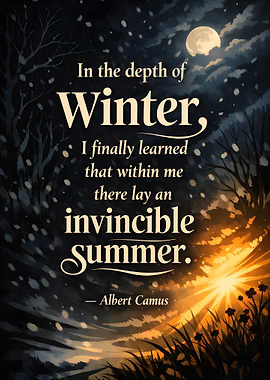 Winter quote with moon and sun