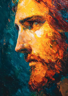 Vibrant Textured Jesus Christ Portrait