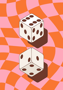 Retro Dice on Checkerboard
