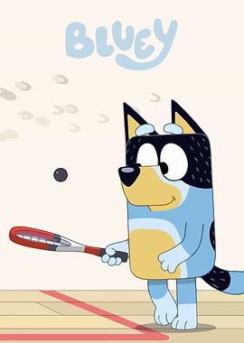 Bluey playing squash