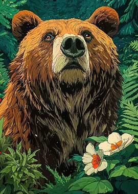 Bear in a Lush Forest