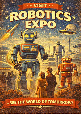 Retro Robotics Expo Poster Vinatge