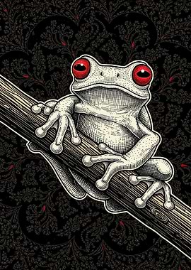 Red-Eyed Tree Frog on Branch