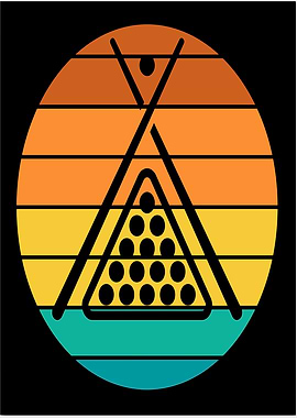 Billiard Rack Sunset Retro Design