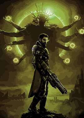 Saros Soldier Facing a Cosmic Entity