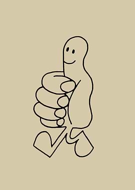 Cartoon Thumbs Up Character Walking