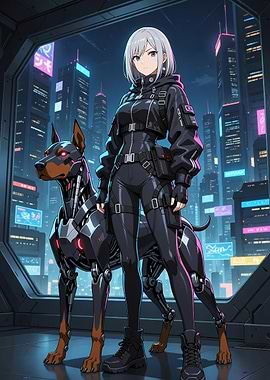 Girl and Robot Dog