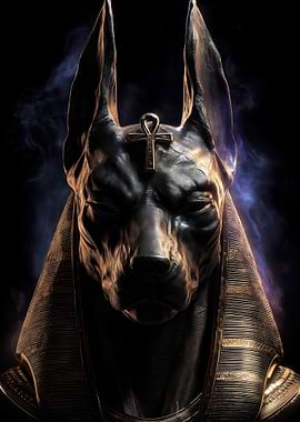 Anubis Egyptian God with Ankh Symbol