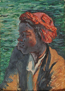 Portrait of a Woman in a Red Headwrap